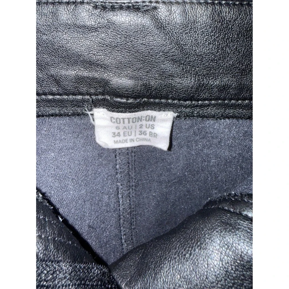 Cotton On Womens Black Faux Leather Straight Leg High Rise Pants Size 2 US 6 AU